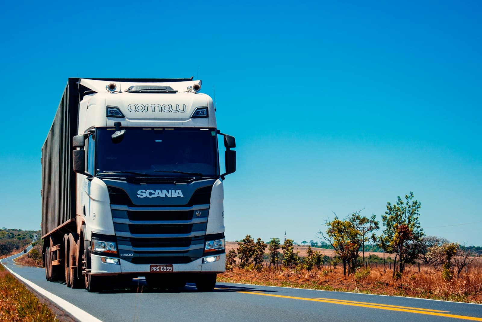 Curtain-side trailer on the open highway